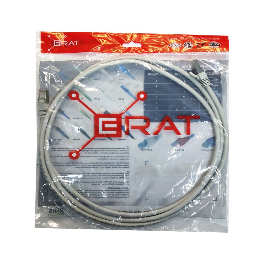 ERAT S/FTP CAT6A  0,50m 4x2x24# LS0H Patch Cord Gri