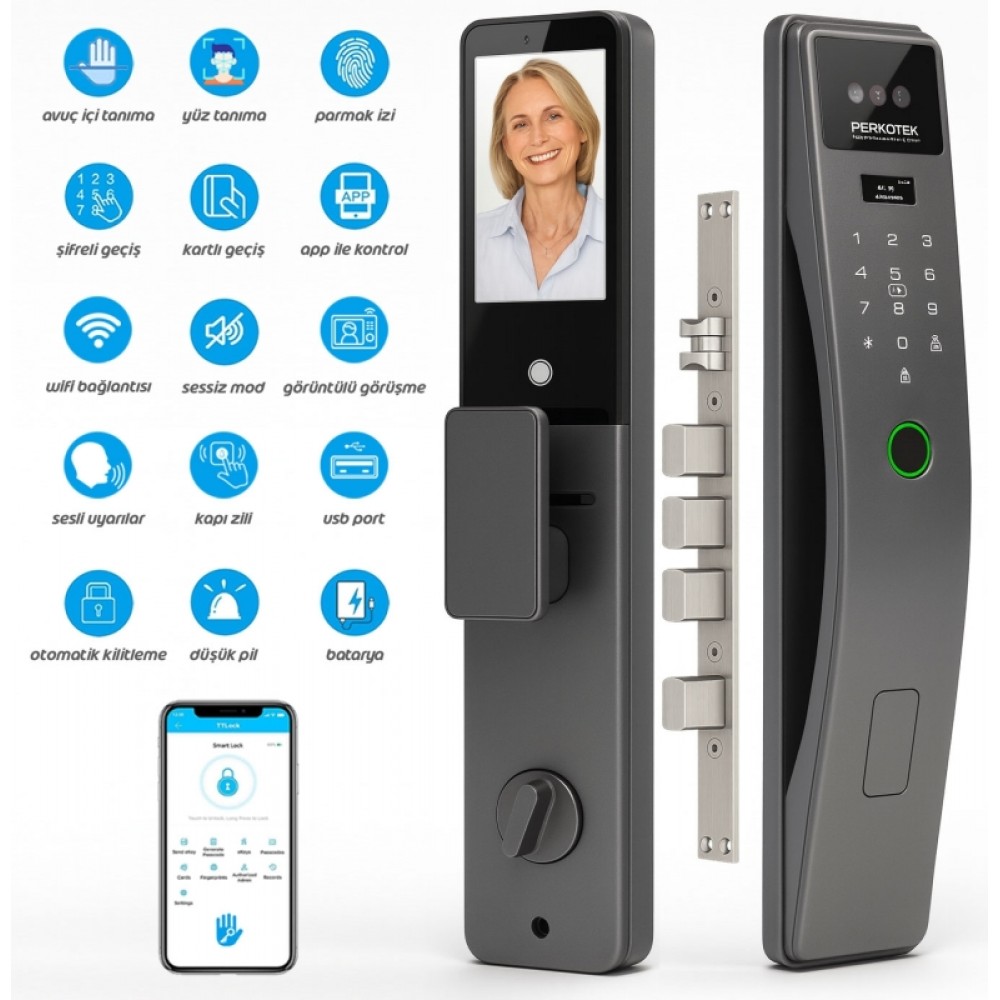 PERKOTEK VL-25 Avuç İçi Damar Yüz ve Parmak izli Kapı Açma Kilidi