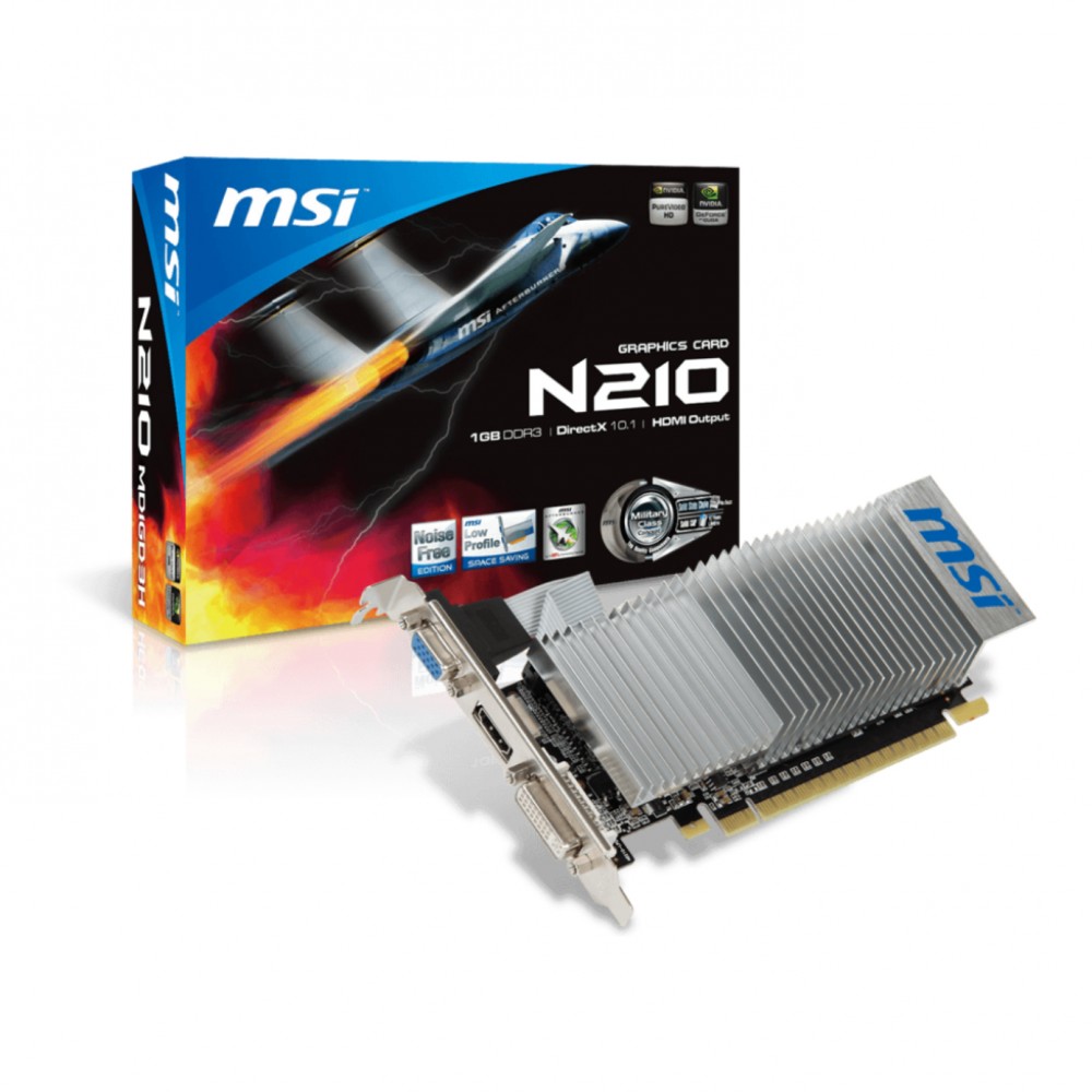 1 GB MSI VGA N210 1GD3/LP DDR3 64B DX12 PCIE 2.0 X16 (1xVGA 1xDVI 1x HDMI)
