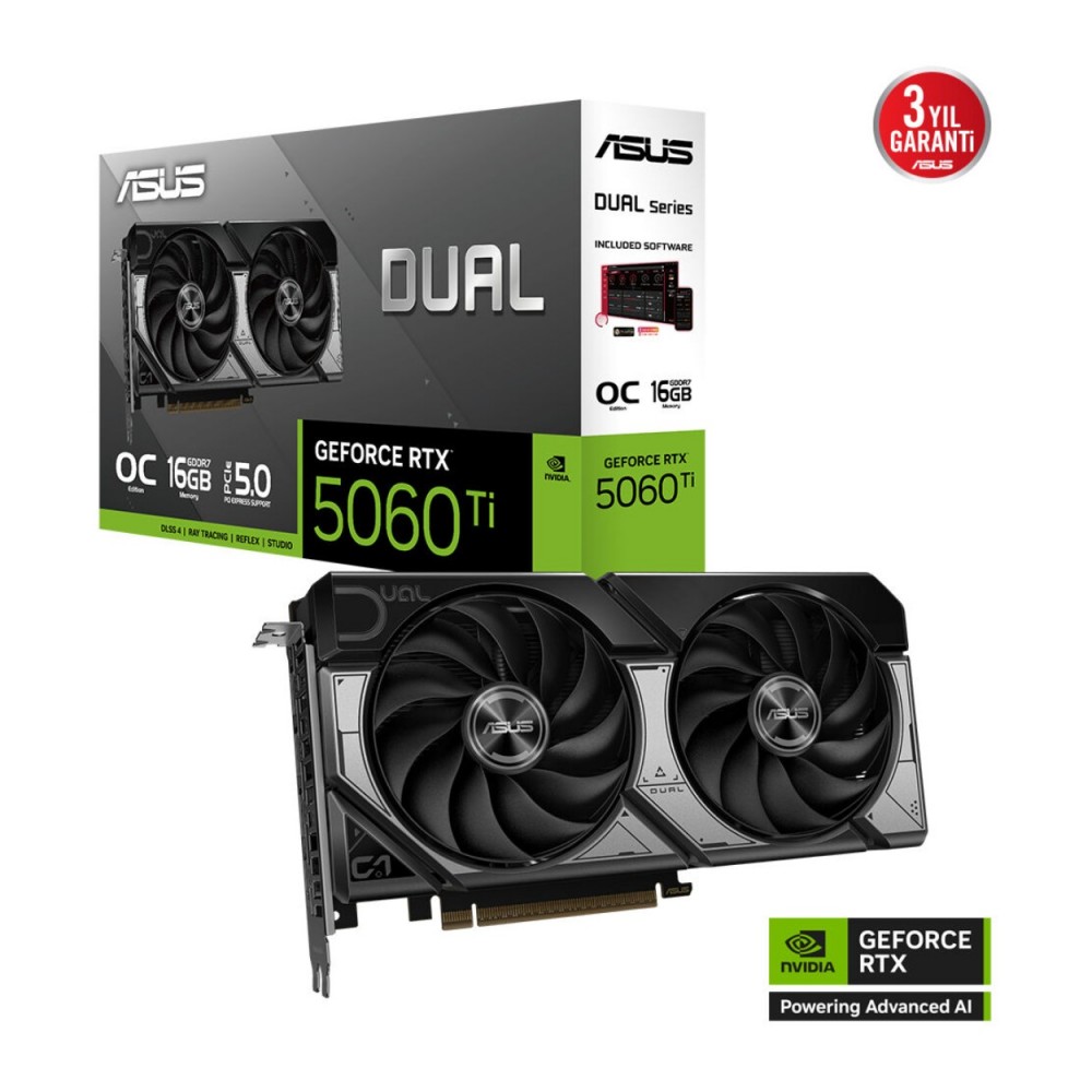16 GB ASUS DUAL-RTX5060TI-O16G RTX 5060TI GDDR7 128Bit DLSS4 Ekran Kartı