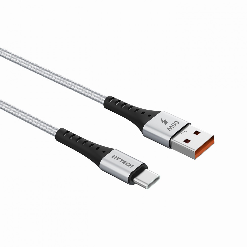 HYTECH HY-X431 1M 3A Type-C Örgülü Silver Gri Data + Şarj Kablosu