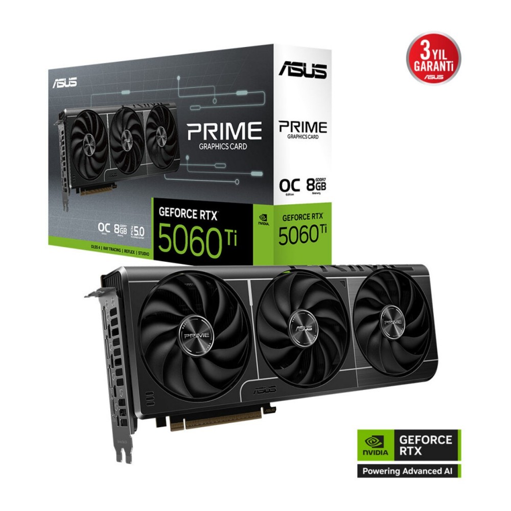 8 GB ASUS PRIME-RTX5060TI-O8G RTX 5060TI GDDR7 128Bit OC Ekran Kartı
