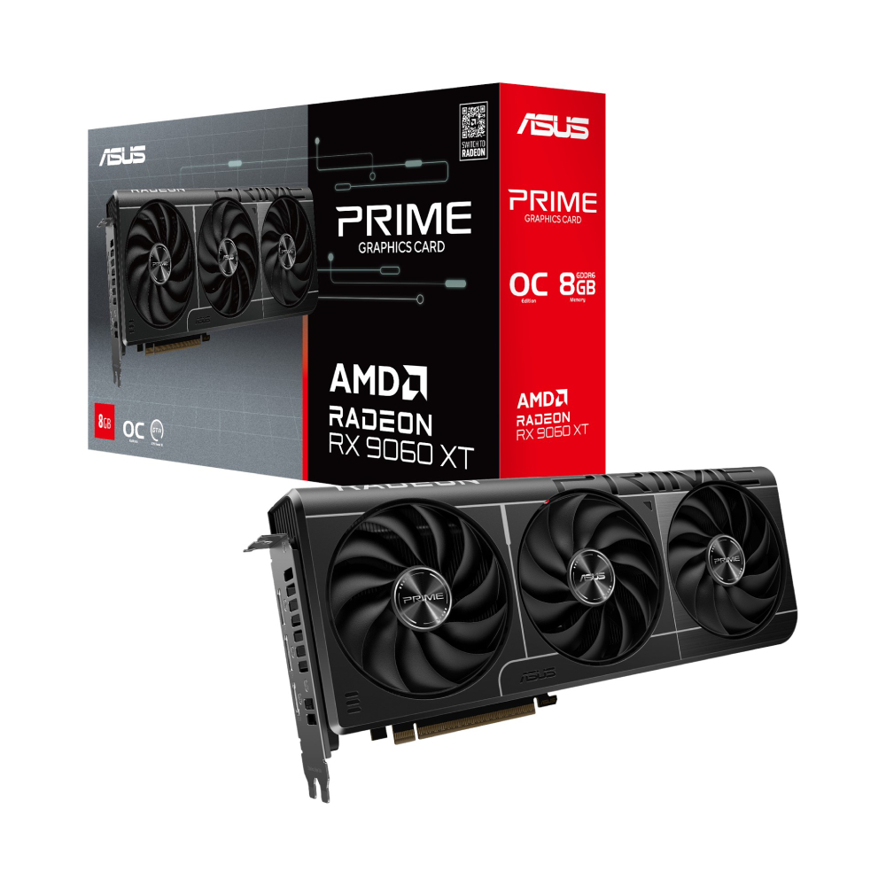 8 GB ASUS PRIME-RX9060XT-O8G RX9060XT GDDR6 128bit OC HDMI 2xDP EKRAN KARTI