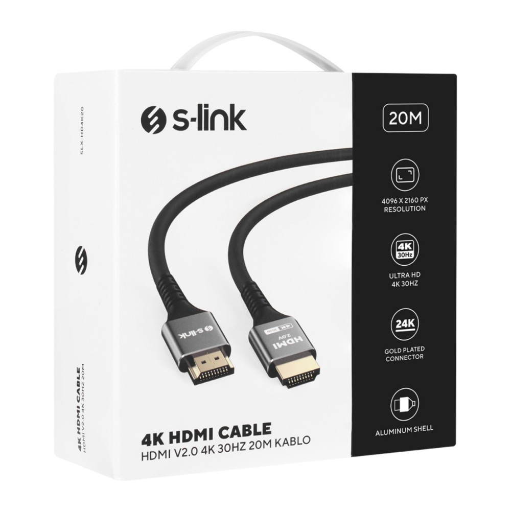 S-LINK SLX-HD4K20 19+1 HDMI to HDMI 20m Metal v2.0 4K (4096*2160) 30Hz Kablo