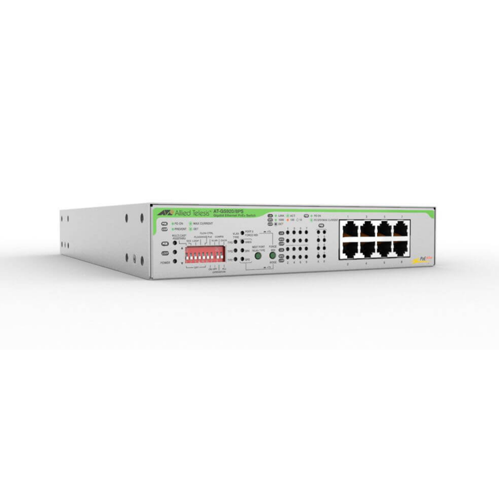 ALLIED TELESIS AT-GS920/8PS-50  8GE Port (8xPoE+ 62W) Yönetilemez Switch