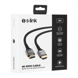 S-LINK SLX-HD4K03 19+1 HDMI to HDMI 3m Metal v2.0 4K (4096*2160) 60Hz Kablo