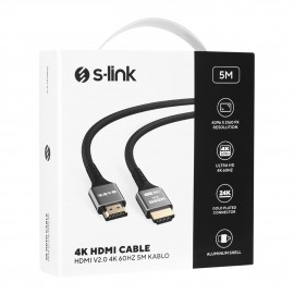 S-LINK SLX-HD4K05 19+1 HDMI to HDMI 5m Metal v2.0 4K (4096*2160) 60Hz Kablo