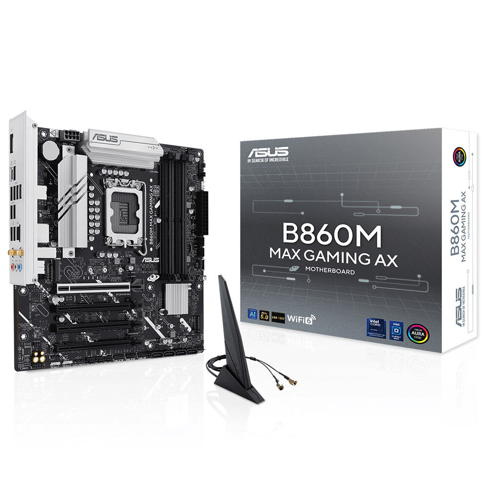 ASUS B860M MAX GAMING AX LGA1851 DDR5 8666 DP 3xM2 USB3.2 WiFi 6+BT 2.5Gbit mATX