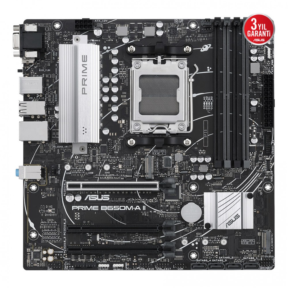ASUS PRIME B650M-A II AMD B650 AM5 DDR5 6400 DP HDMI VGA 2X M2 USB3.2 AURA RGB 2