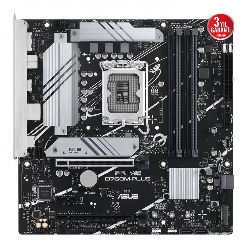 ASUS PRIME B760M-PLUS LGA1700 DDR5 7200 2x M2 USB3.2 AURA RGB 2.5Gbit LAN mATX