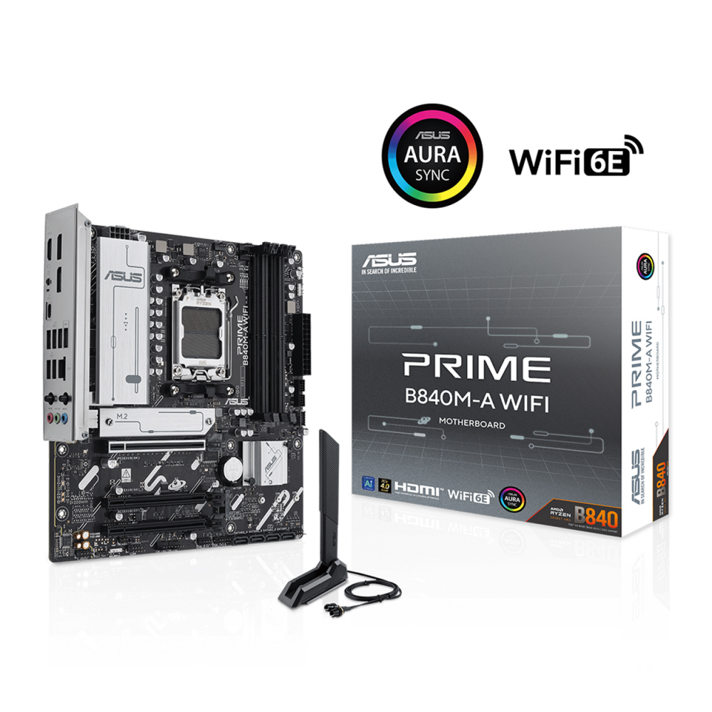 ASUS PRIME B840M-K AMD B840 AM5 DDR5 8000 2xM2 USB3.2 AURA RGB 2.5Gbit LAN mATX