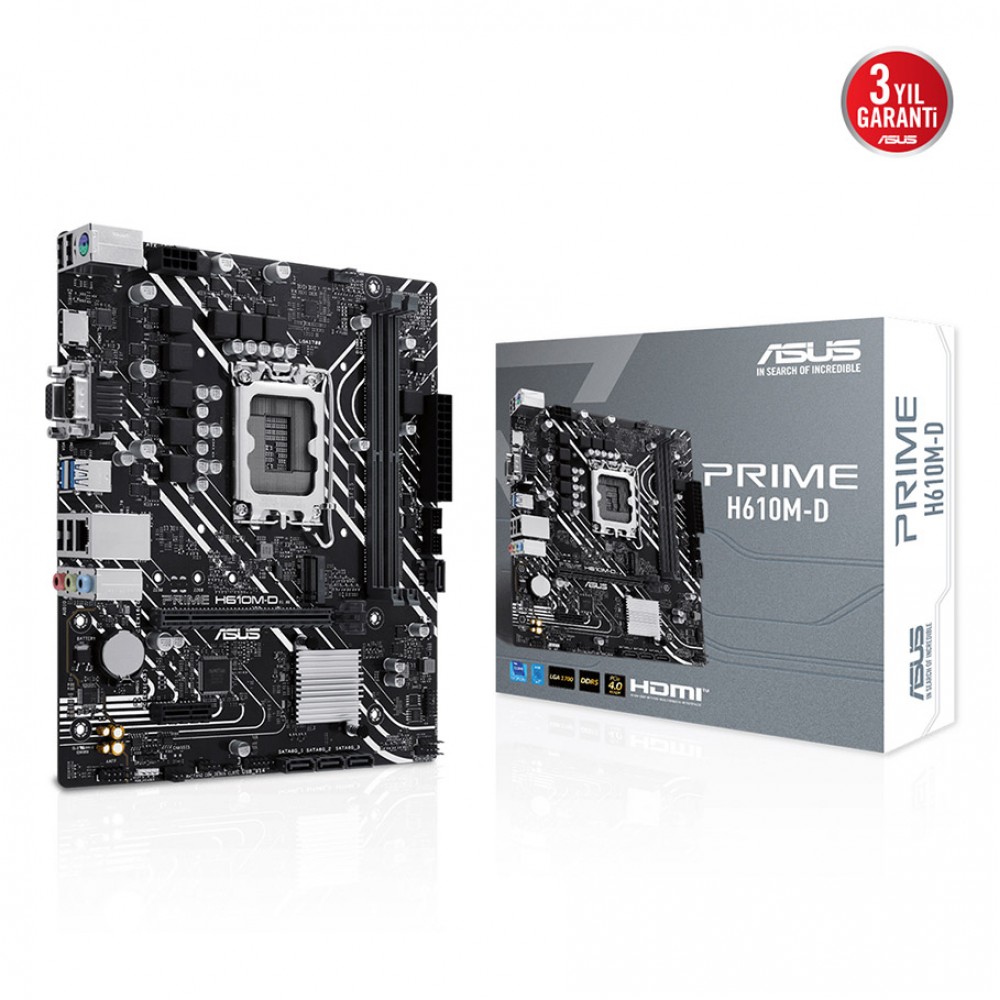 ASUS PRIME H610M-D Intel H610 LGA1700 DDR5 5600 HDMI VGA M2 USB3.2 COM mATX 96GB