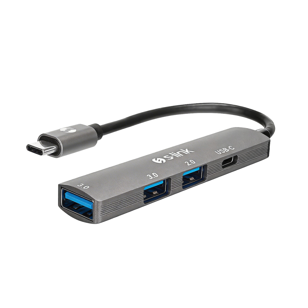 S-LINK SWV-USBC023 4 in 1 Gri Metal TypeC to 2*USB2.0 USB 3.0, PD Type C Adaptör