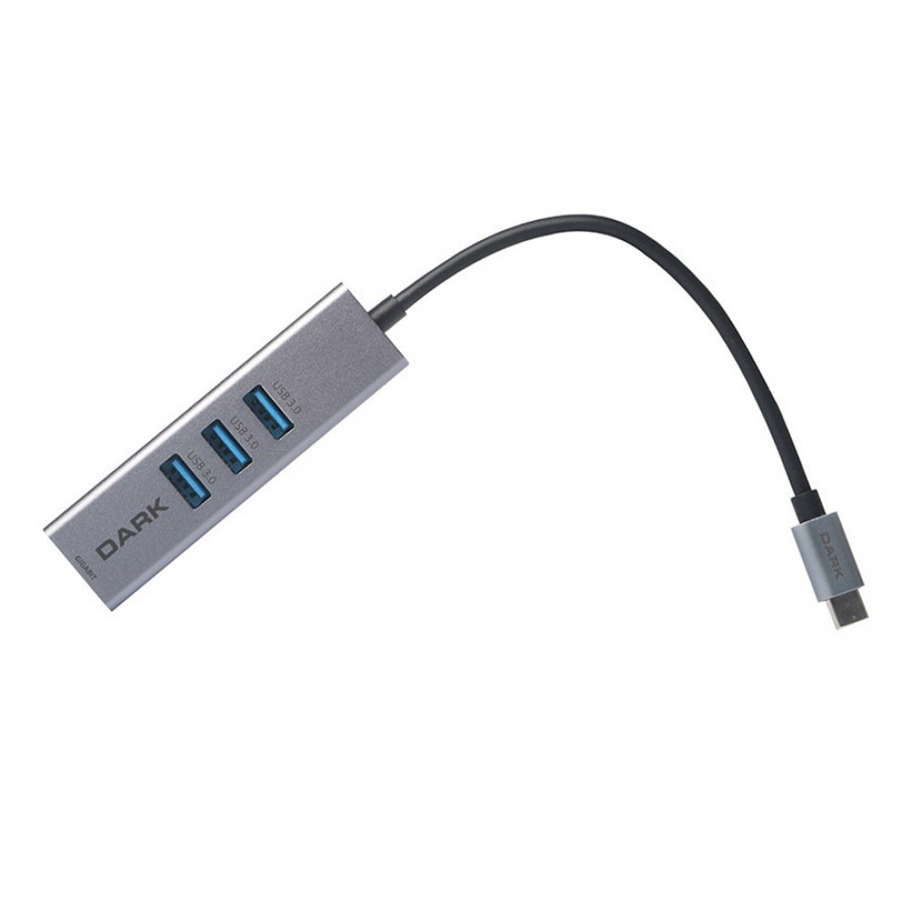 DARK USB Type-C to RJ45 Gigabit Ethernet ve 3xUSB 3.0 Hub Çoklayıcı Adaptör