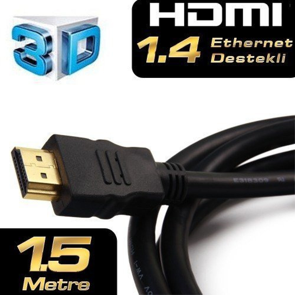 DK HD CV14L150A90 / DARK 1.5m, HDMI v1.4 4K / 3D ve Ağ Destekli Altın Uçlu  Kablo