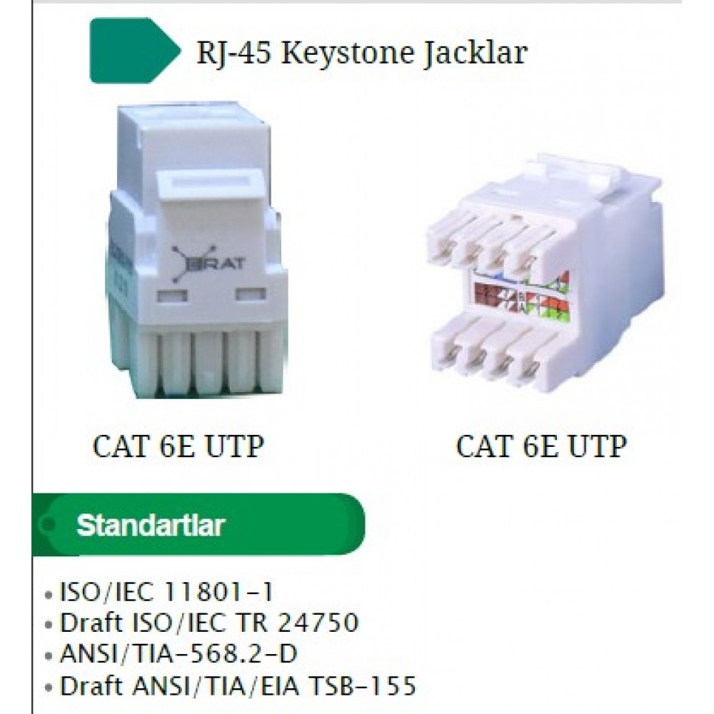 EDA-EKJC6AS-180 / ERAT Cat6A FTP Keystone Jack 180 derece Shielded