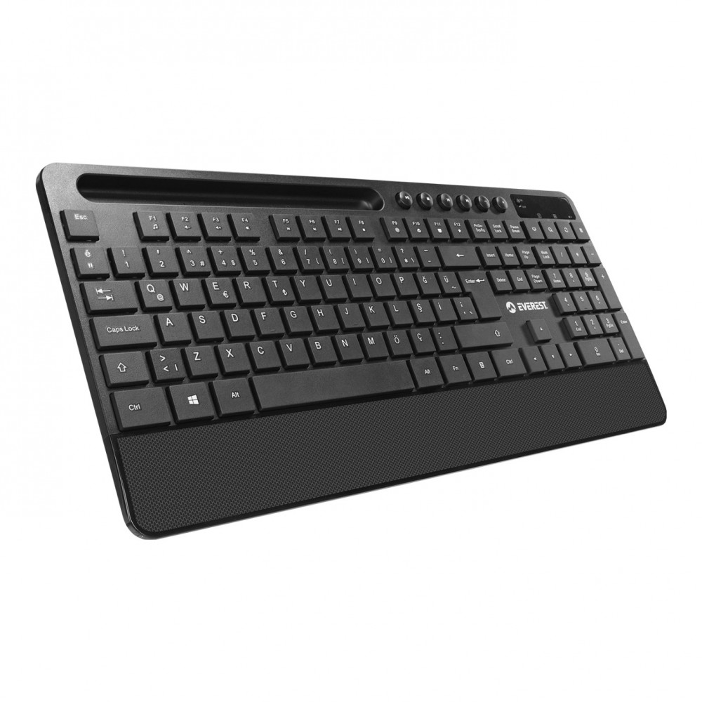 EVEREST KM-9676 SİYAH MM Tablet-Telefon Standlı Kablosuz Klavye + Mouse Set
