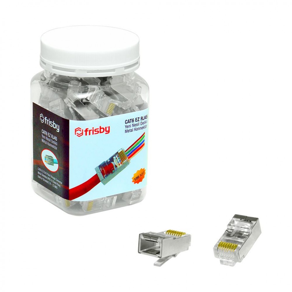 FRISBY FNW-RJ4532N CAT6 EZ RJ45 Yeni Nesil 100'lü Metal Konnektör