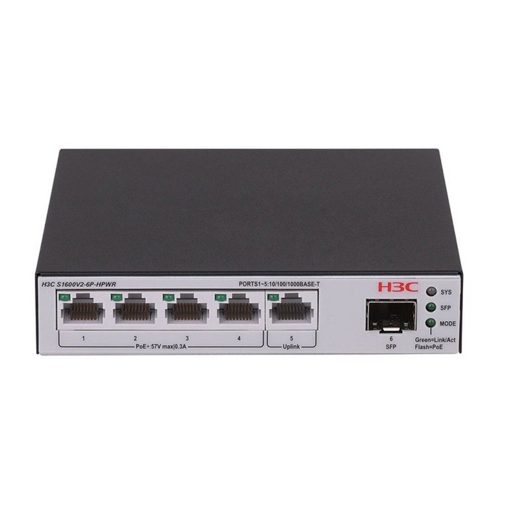 H3C Aolynk S1600V2-6P 4GE Port, 1xGE, 1xSFP Metal L2 Yönetilebilir Switch