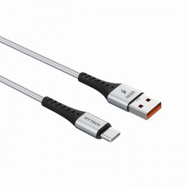 HYTECH HY-X431 1M 3A Type-C Örgülü Silver Gri Data + Şarj Kablosu
