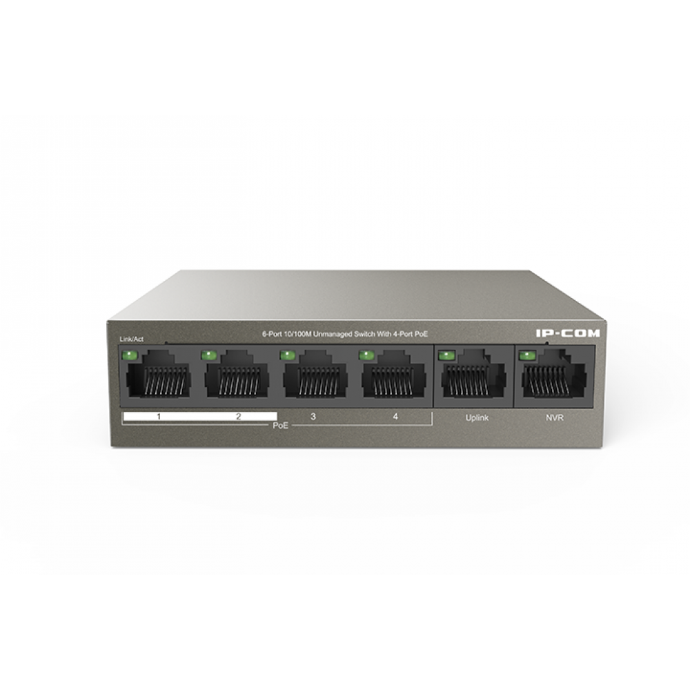 IP-COM F1106P-4-63W 4FE PoE Port (63W), 2FE Uplink Desktop Switch