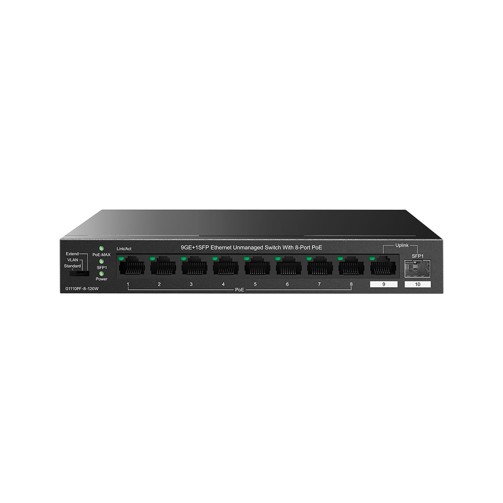 IP-COM G1110PF-8-120W 8GE PoE Port (120W), 1xSFP + 1x GE Uplink Switch