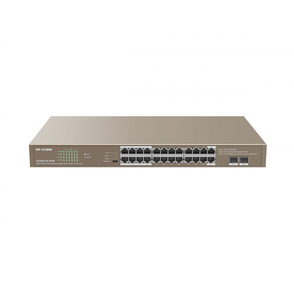 IP-COM G1126P-24-410W 22GE PoE Port (370W), 2xCombo SFP Switch