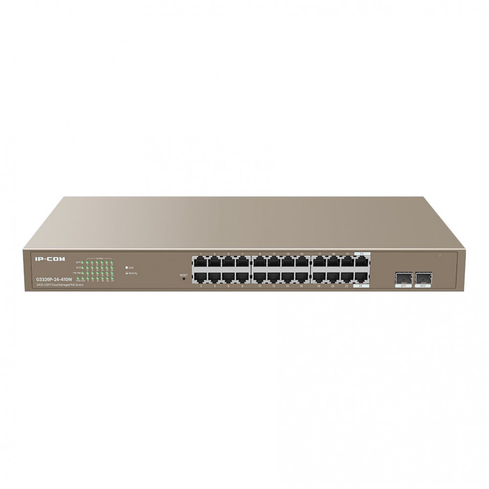 IP-COM G3326P-24-410W 24GE PoE Port (370W), 2xSFP Cloud Yönetilebilir Switch