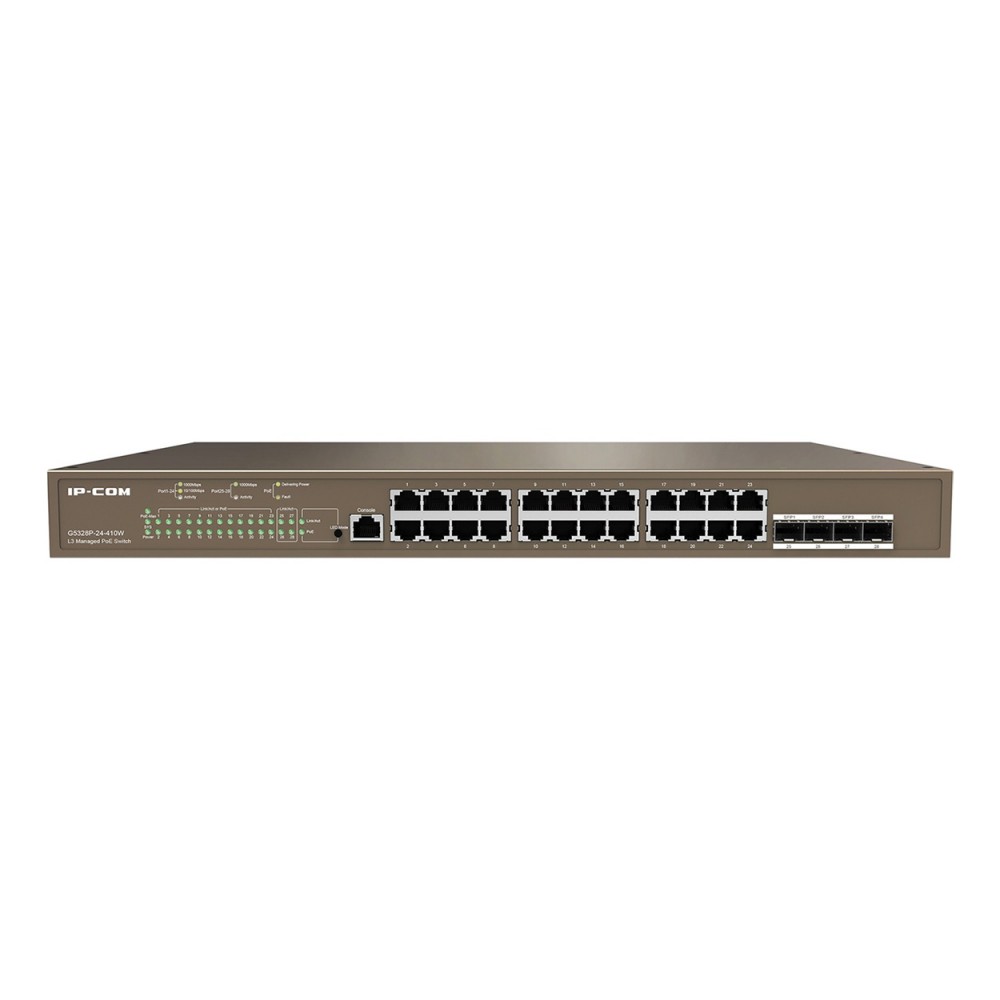 IP-COM G5328P-24-410W 24GE PoE Port ( 370W), 4xSFP L3 Yönetilebilir Switch