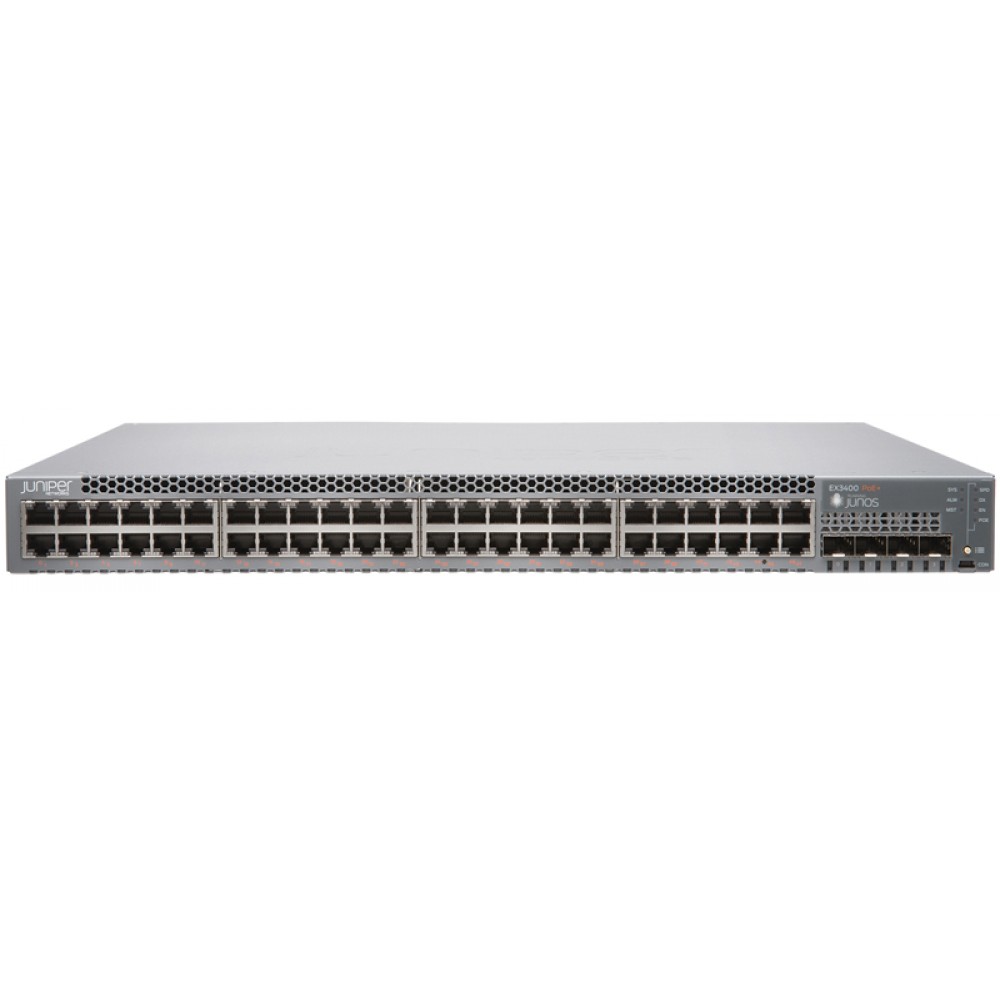 Juniper EX3400 48-port 10/100/1000BaseT PoE+, 4 x 1/10G SFP/SFP+, 2 x 40G QSFP+,