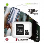 KINGSTON 256GB Canvas Select Plus MicroSDXC 100R A1 C10 Card + Adapter