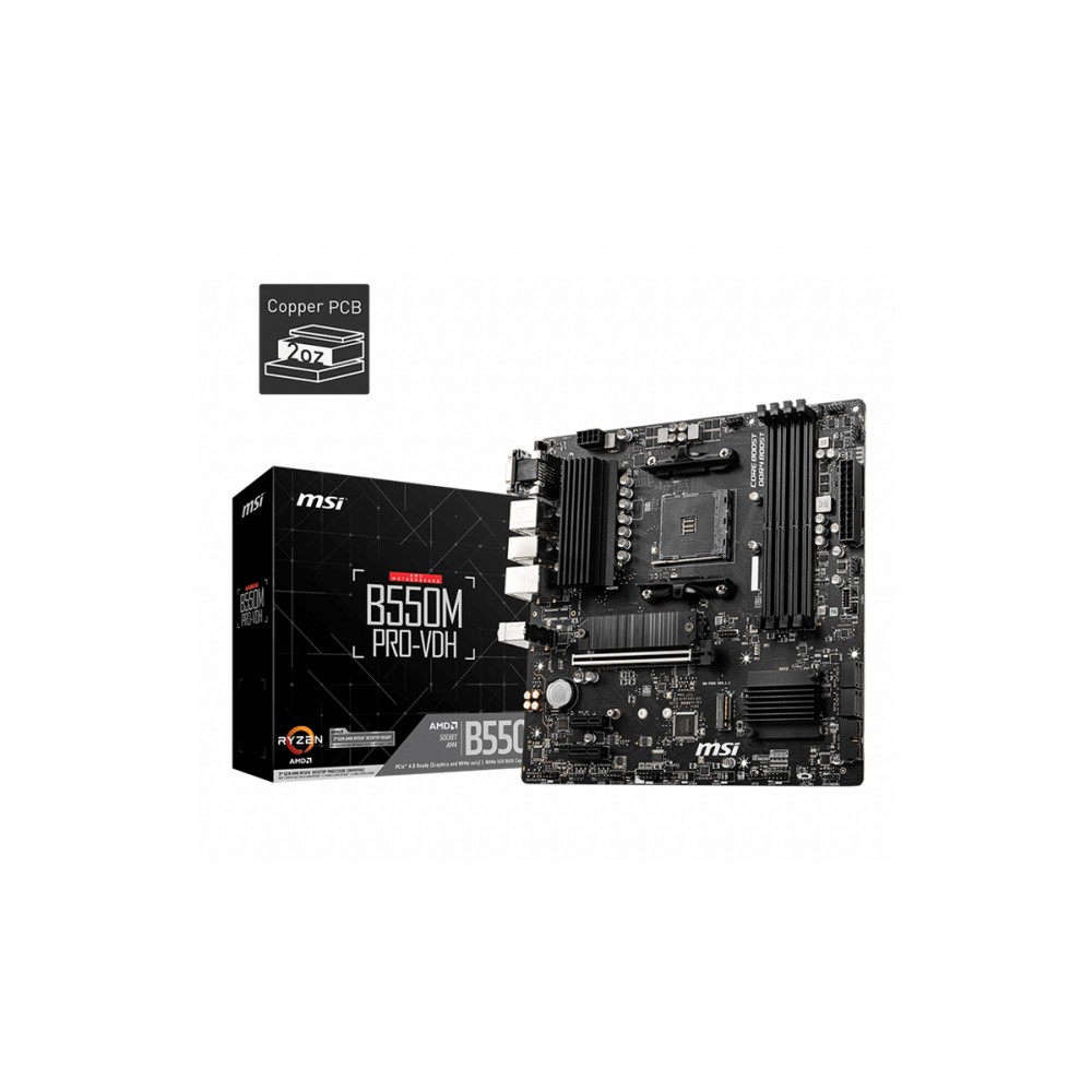 MSI B550M PRO-VDH AM4 DDR4 4400(OC) HDMI DP VGA M.2 USB3.2 MATX