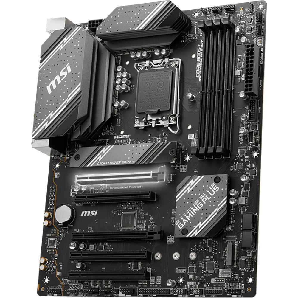 MSI B760M GAMING PLUS WIFI SOKET 1700 DDR5 6800(OC) PCI-E M.2 USB3.2 HDMIDP 1X 2