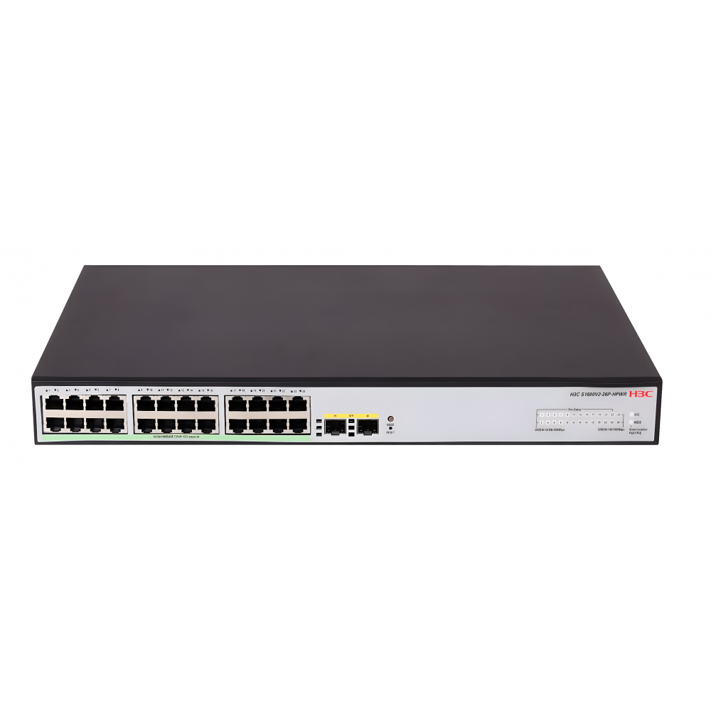 H3C Aolynk S1600V2-26P-HPWR-GL 24GE PoE+ (370W), 2x SFP L2 Yönetilebilir Switch