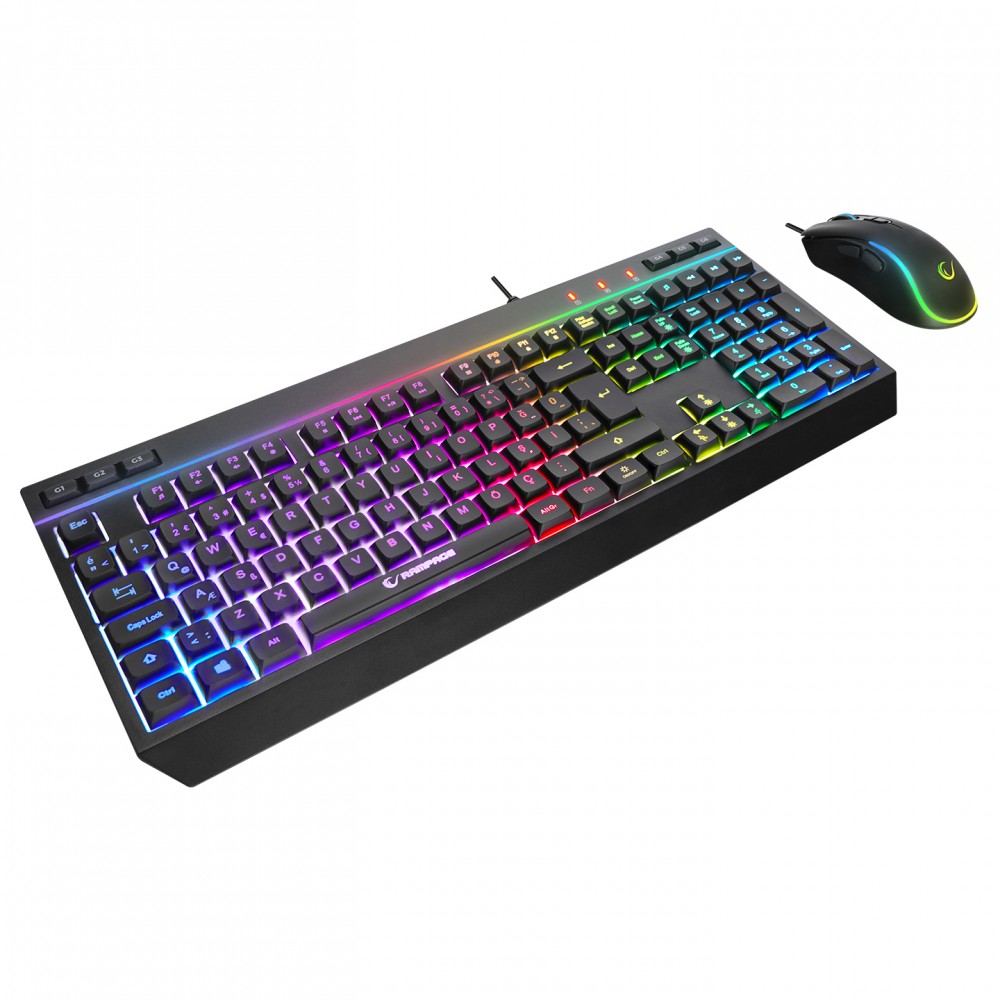 RAMPAGE KM-R57 Seraphic RGB Aydınlatmalı Q Gaming MM Klavye ve 12800DPI Mouse