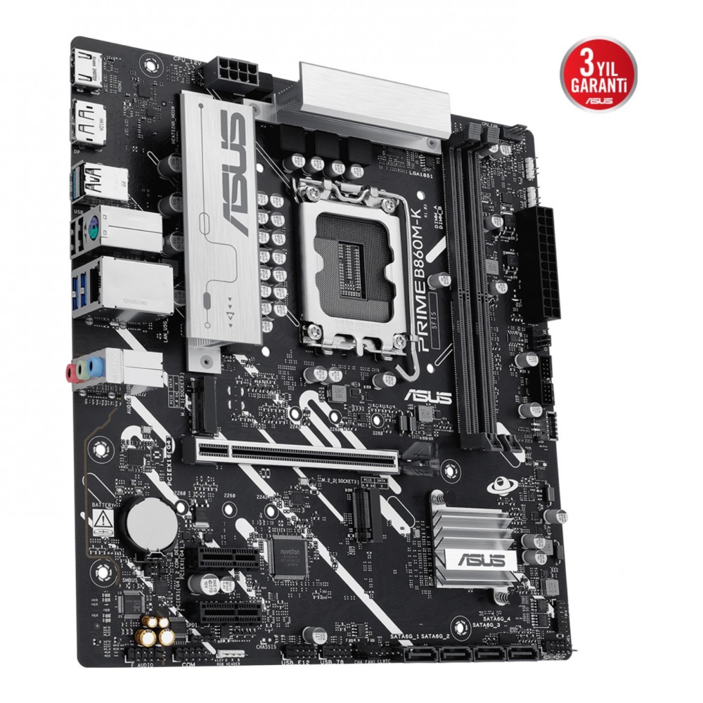 ASUS PRIME B860M-K Intel B860 LGA1851 DDR5 8800 Çift M2 AURA RGB 2.5Gbit LAN mAT