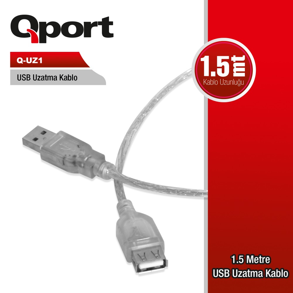 QPORT 1.5M USB2.0 UZATMA KABLOSU (Q-UZ1)