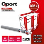 QPORT 305M 23AWG 0,57MM GRİ CAT6 UTP PE KABLO (Q-CAT6Y)
