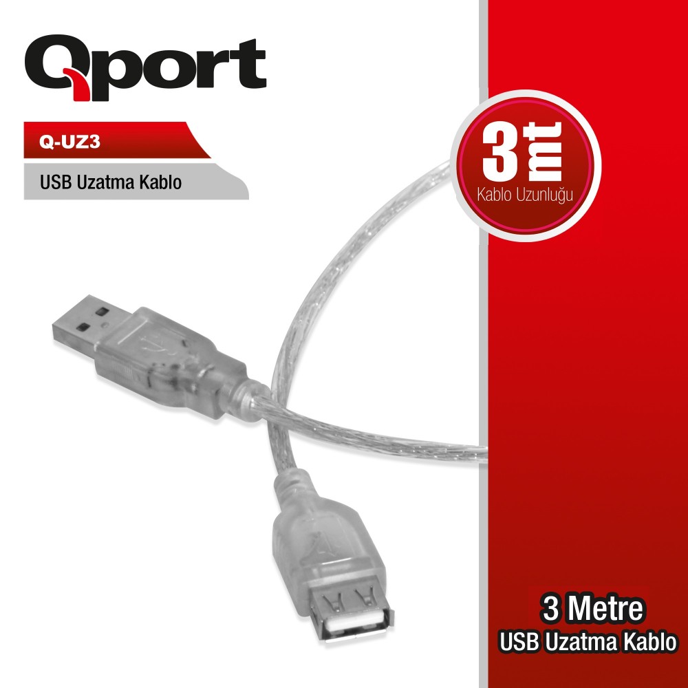 QPORT 3M USB2.0 UZATMA KABLO (Q-UZ3)