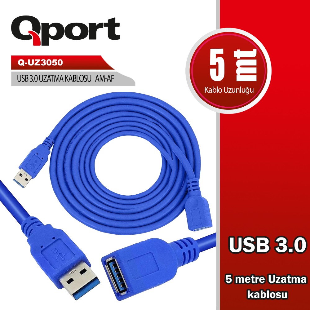 QPORT 5M USB3.0 UZATMA KABLOSU (Q-UZ3050)