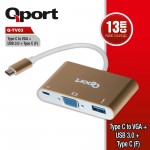 QPORT TYPE-C TO VGA + USB 3.0 + TYPE-C (F) 1920*1080P ÇEVİRİCİ (Q-TV03)