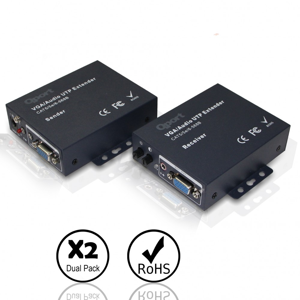 QPORT VGA EXTENDER CAT6 200M 2 Lİ PAKET (ADAPTÖR  DAHİL) (Q-VEX200)