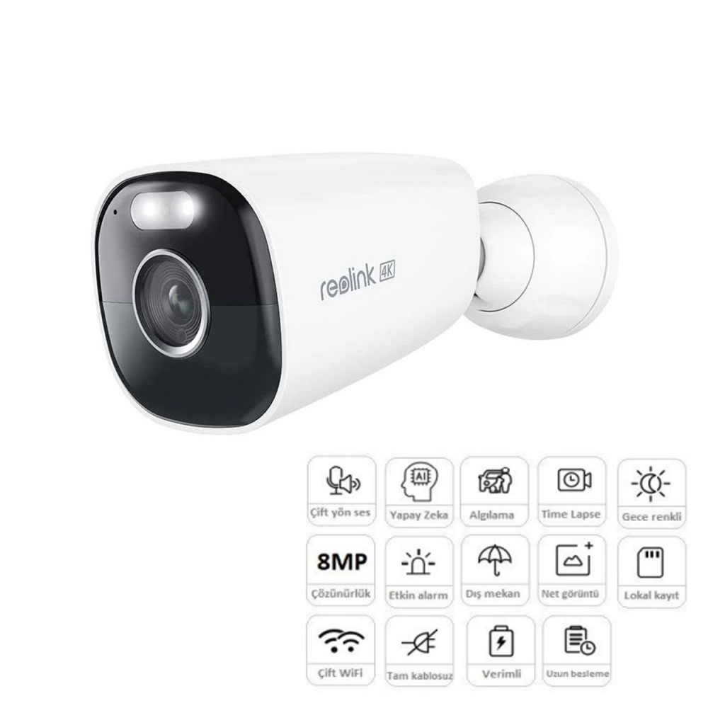 REOLINK ARGUS ECO ULTRA 4K 8MP Dual Lens 180° Wİ-Fİ (Renkli)