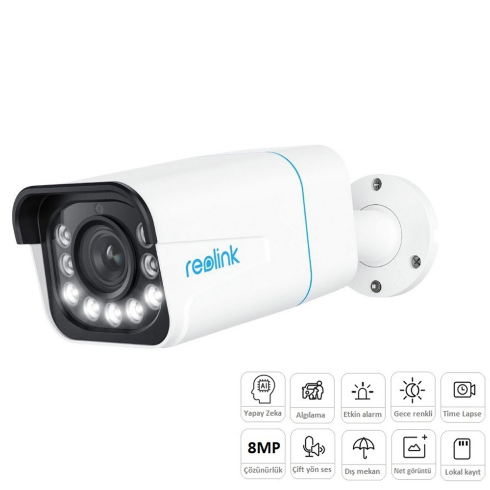 REOLINK P430 8MP 5x 2.7-13.5mm Motorize Lens Bullet Kamera(RENKLİ)