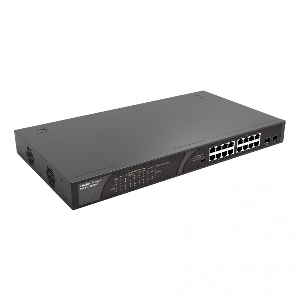 RUIJIE REYEE RG-ES118GS-P 16 PORT GIGABIT + 2X1GB SFP 247W POE RACKMOUNT SWITCH