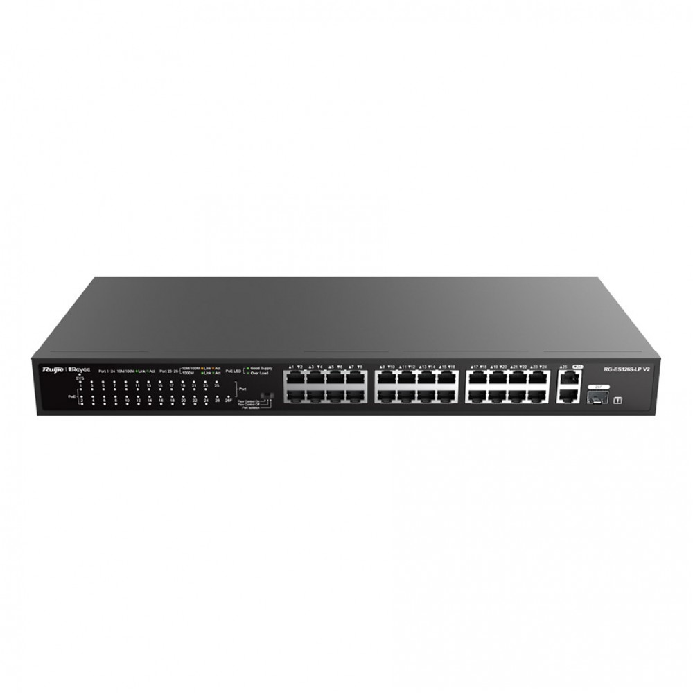 RUIJIE REYEE RG-ES126S-LP V2 24 PORT 10/100+2XGB RJ45 / 1XGB SFP UPLINK RACMOUNT