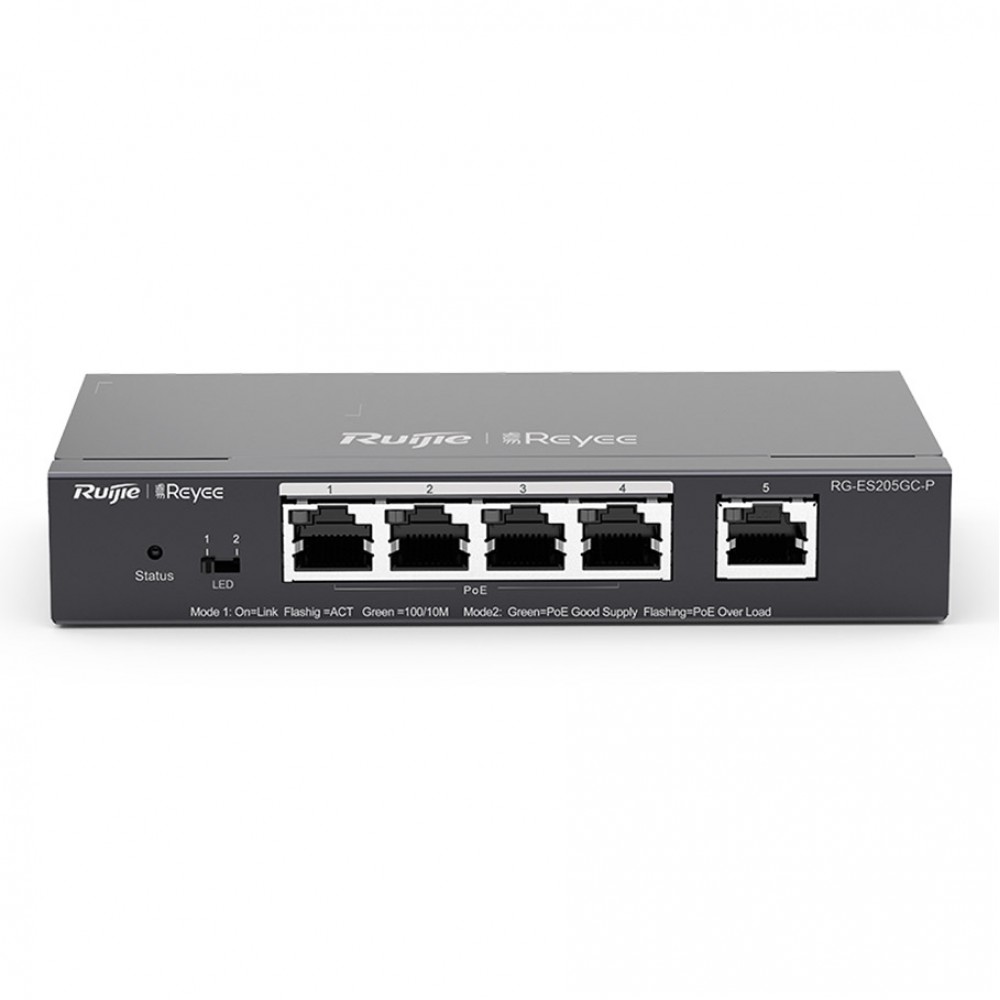 RUIJIE REYEE RG-ES205GC-P 4GE 54W POE +1x GB UPLINK L2 CLOUD YÖNETİLEBİLİR