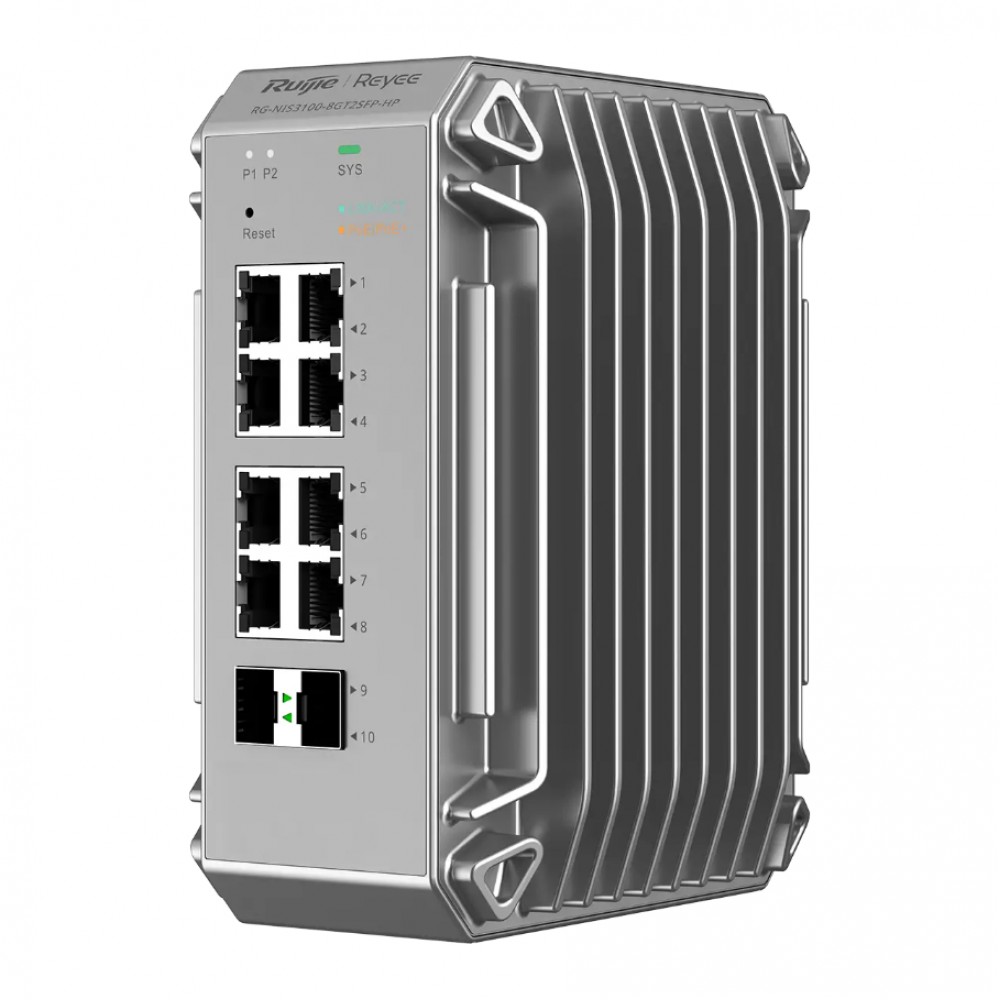RUIJIE RG-NIS3100 8Port RJ45 Gigabit PoE/PoE+, 2Port SFP,240W Endüstriyel Switch