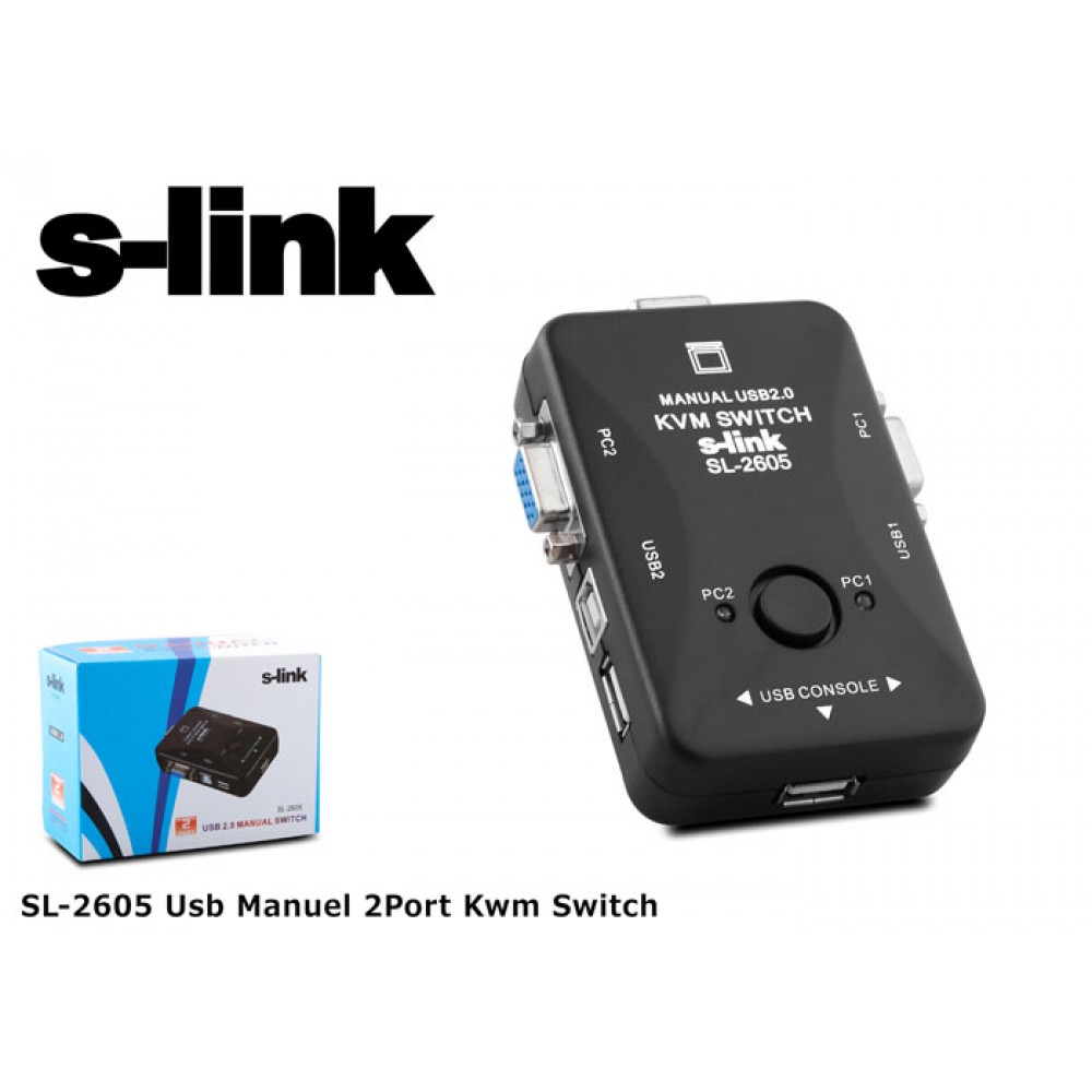S-LINK SL-2605 USB Manuel 2 Port Kwm Switch