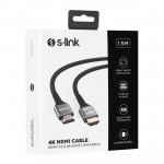 S-LINK SLX-HD4K015 19+1 HDMI to HDMI 1.5m Metal v2.0 4K (4096*2160) 60Hz Kablo